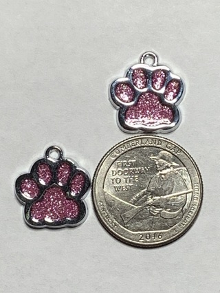 DOG CHARMS~#7~PINK~COLORED PAWPRINTS~SET OF 2~FREE SHIPPING!