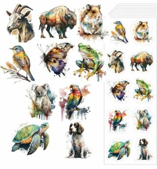 ➡️⭕1" WATERCOLOR ANIMAL STICKER SHEET!! (10 STICKERS)⭕