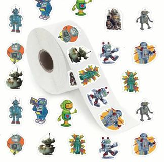 ↗️⭕(10) 1" ROBOT STICKERS!! (SET 2 of 2)⭕