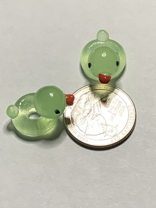 SWIMMING DUCKS~#9~GREEN~SET OF 2~GLOW IN THE DARK~FREE SHIPPING!