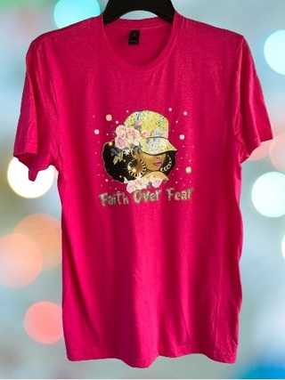 NWOT Pink Faith Over Fear Small Gildan Graphic T Shirt