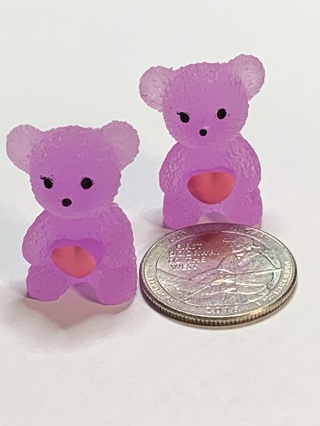 HEART TEDDY BEARS~#11~PURPLE~SET OF 2 BEARS~GLOW IN THE DARK~FREE SHIPPING!