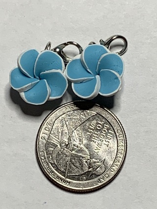 FRANGAPANI CHARMS~#4~BLUE~SET OF 2~LOBSTER CLASP INCLUDED~FREE SHIPPING!