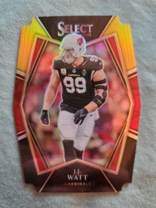 2021 Panini Select Red & Yellow Prizm Die-Cut J.J. Watt