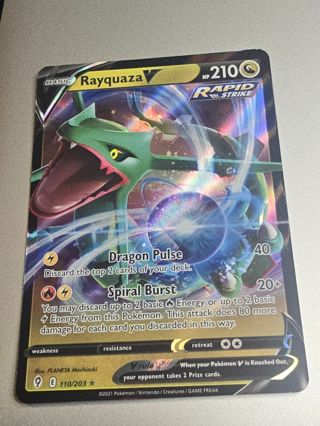 Pokemon Rayquaza V 110/203 holo rare card