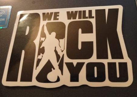 1 new Queen Freddy Mercury We will Rock You laptop sticker for Xbox, PS4 Guitar,toolbox, luggage