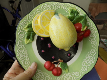 Bella Casa by Ganz Lemon slices and cherries 3D wallhanging plate