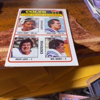 1981 topps 1980 colts team ldrs checklist football card 