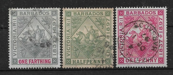 1897 Barbados Sc81-3 Queen Victoria Jubilee used set of 3