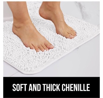 3 XL Gorilla Grip Chenille Rugs Thick Soft Machine Washable White 44x26 • EUC • Free Shipping