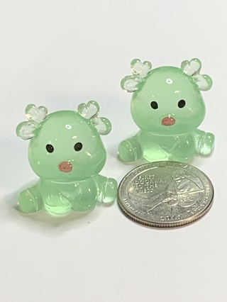 REINDEER~#3~GREEN~SITTING~SET OF 2~GLOW IN THE DARK~FREE SHIPPING!