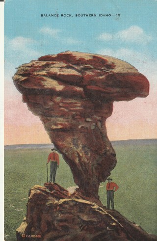 Vintage Unused Postcard: o: Linen: Balance Rock, Southern Idaho