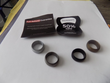 Set of 4 thunderfit silicone rings silver, bronze, black, & pewter