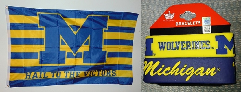 MICHIGAN HAIL TO THE VICTORS 3x5 Ft Polyester Flag & Bracelet