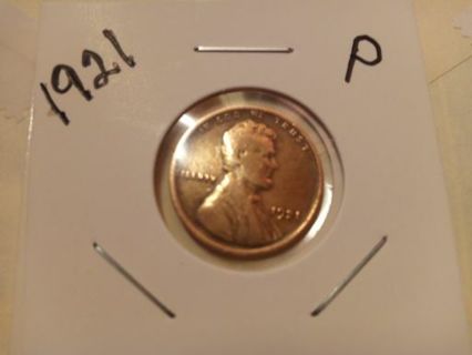 1921-P COPPER LINCOLN WHEAT PENNY'. HIGH BIDDER WINS