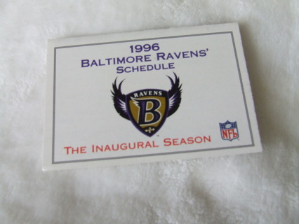 1996 Baltimore Ravens Inaugural Season Football Pocket Schedule 