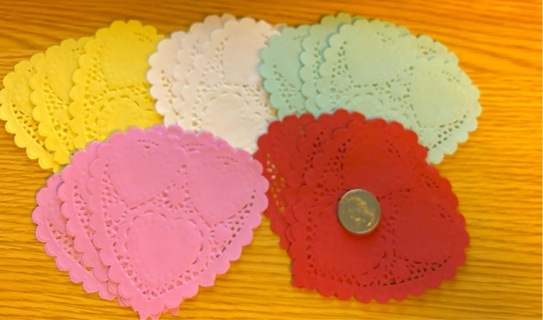 lace heart paper doilies