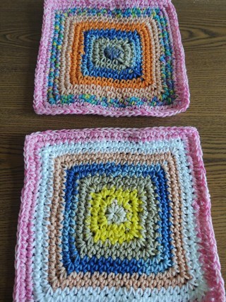 2 Hand Crocheted Cotton Dishcloths 