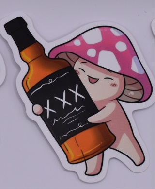 Cute Mushroom Sticker - Whiskey - Bourbon