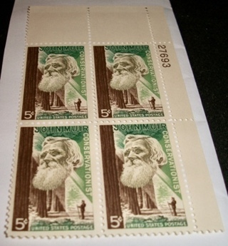 Scott #1245, John Muir, Conservationist, Pane of 4 Useable 5¢ US Postage Stamps