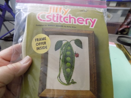 Jiffy Stitchery Kit Peas in a pod partially finished