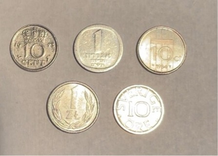 Five Different Small Sized Foreign Coins