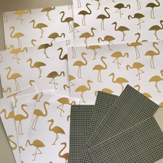 Scrapbook Paper Crafts 12 Pieces inc. Gold Flamingoes Card Making, free mail