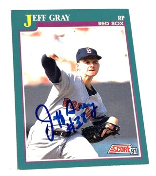 Autographed 1991 Score #586 Jeff Gray Boston Red Sox