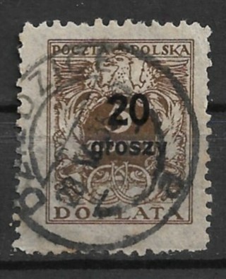 1934-6 Poland ScJ87 Surcharge 20g on 5z Postage due