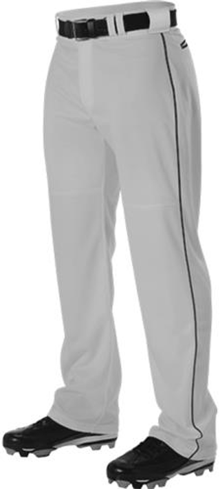 New Alleson Mens Warp Knit Baseball Pants Gray with Black Side Braid Sz 3XL