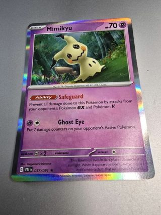 Pokemon Mimikyu 037/091 holo rare card