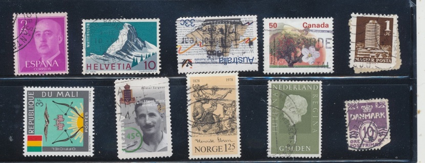 (10) Stamps from WORLD WIDE in this Collection, All Different, Used, Vintage - WW-465