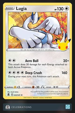 2021 Pokémon "Lugia" #022/025 Card