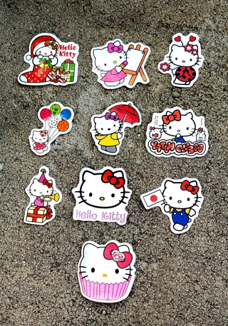 HELLO KITTY LARGE WATERPROOF GLOSSY STICKERS STYLE 2 FOR LAPTOP SCRAPBOOK WATER BOTTLE SKATEBOARD 