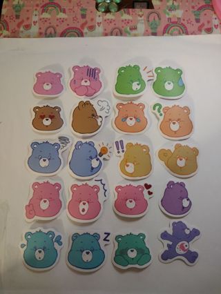 ✨✨✨20 BRAND NEW ASSORTED "CARE BEARS" STICKER FLAKES ✨✨✨IN ASSORTED COLORS!