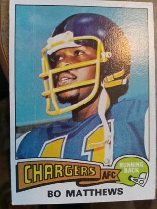 1975 TOPPS BO MATTHEWS SAN DIEGO CHARGERS FOOTBALL CARD# 486