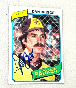 Autographed Dan Briggs - 1980 Topps #352 - San Diego Padres Baseball Card