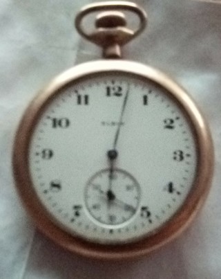 Elgin antique pocket watch 10 kt gold filled ,floral case 