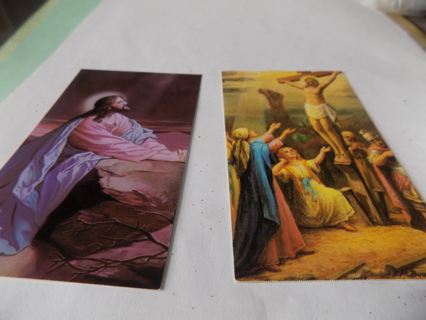 2 religious cards the back says In Loving Memory Pop John Paul 11 1 Jesus Gethsemane, & crucifixion