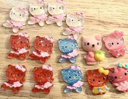 ♥♡♥♡♥KAWAII HELLO KITTIES CABOCHONS/EMBELLISHMENTS!!!♥♡♥♡♥