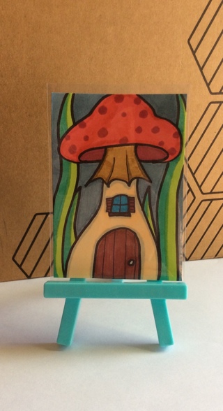 Mushroom House original drawing aceo Flash sale