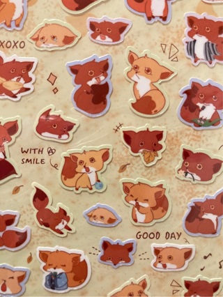 Kawaii fox sticker sheet 