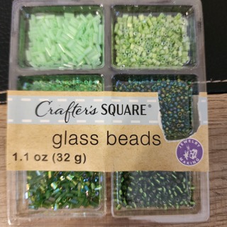 NEW - Crafter's Square - Green Glass Beads