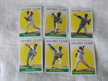 1991 No Hit Club Team Score Card Lot Card of 6