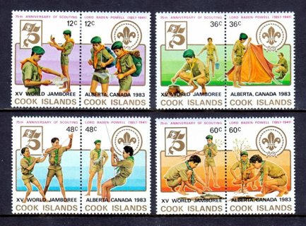 1983 Cook Islands Sc705-8 XV World Jamboree, Alberta MNH C/S of 4 pairs