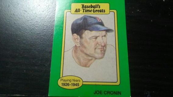 BASEBALL'S ALL TIME GREATS JOE CRONIN BOSTON RED SOX BASEBALL CARD-PLAYED FROM 1926 TO 1945