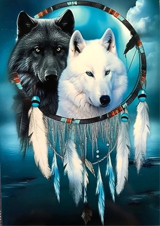 Wolf brothers dream catcher - 3 x 5” MAGNET - GIN ONLY