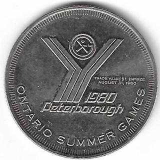 Souvenir Dollar Coin 1980 Peterborough Ontario Summer Games