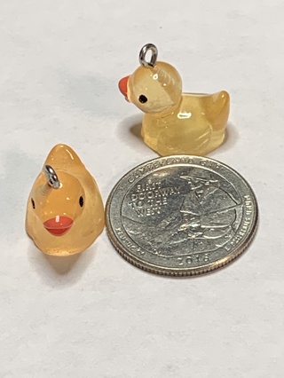 DUCKS~#16~ORANGE~SET OF 2 DUCKS~CHARMS & GLOW IN THE DARK~FREE SHIPPING!