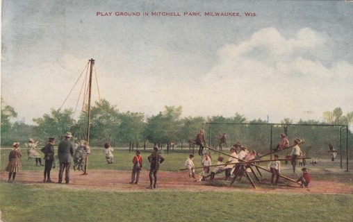 Vintage Used Postcard: 1908 Play Ground in Mitchell Park, Milwaukee, WI